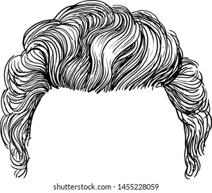 Trendy hairstyle illustration, drawing, engraving, ink, line art, vector