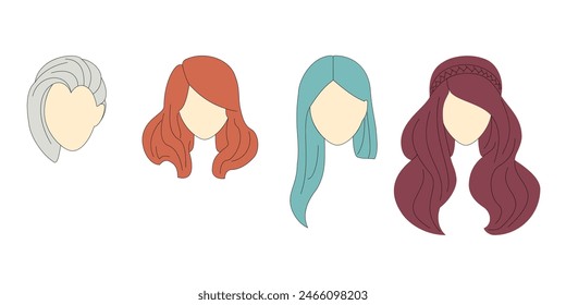 Trendy hairstyle, Women's hairstyle, women's fashion, illustration