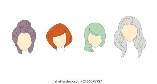 Trendy hairstyle, Women's hairstyle, women's fashion, illustration