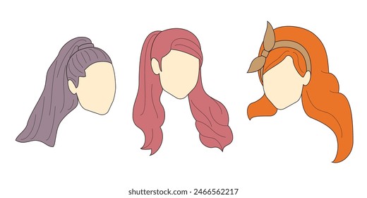 Trendy hairstyle, women's fashion, women's hairstyle, illustration