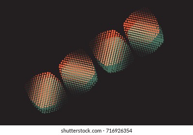 Trendy halftone background with three-dimensional effect.