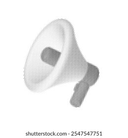 Trendy halftone collage 3d element loudspeaker.