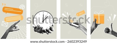 Trendy halftone collage. Cultivation of knowledge that promotes the growth of the mind. Concept of self-improvement, gaining new knowledge, self-development. Vector illustration