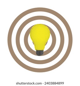 Trendy halftone collage lightbulb and target sign. Business idea and solutions. Smart thinking. Vector illustration