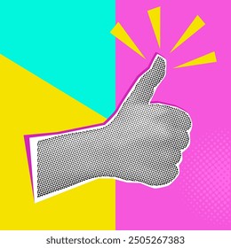 Trendy Halftone Collage. Online feedback. Yes or no choice banner. Quality review. Contemporary vector illustration art.