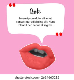 Trendy halftone collage with screaming mouth and speech bubble. Woman lips in retro style. Creative collage in Y2K style for social media, card, print on clothes