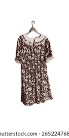 Trendy halftone collage of Vintage floral dress cut from old newspaper. Isolated vector illustration grayscale sticker with Dot texture on transparent background. Vintage Pop art, y2k vibe nostalgic