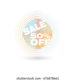 Trendy halftone interface sale vector round banner modern design style vector illustration
