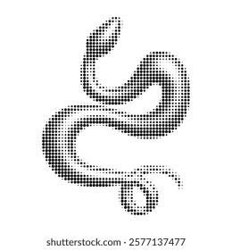 Trendy halftone snake icon. Cute wavy reptile symbol. New year of the Snake grunge punk grainy dotted y2k sign 