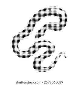 Trendy halftone snake icon. Cute wavy reptile symbol. New year of the Snake grunge punk grainy dotted y2k sign 