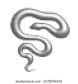 Trendy halftone snake icon. Cute wavy reptile symbol. New year of the Snake grunge punk grainy dotted y2k sign 