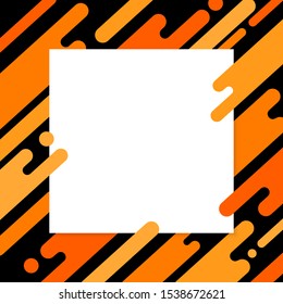 Trendy Halloween Flat Vector Background with Paper Card and Abstract Colorful Shapes. Orange Lines and Circles Wallpaper to Use in Design.