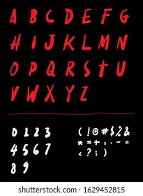 Trendy hand drawing alphabet, vector illustration.