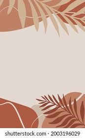 Trendy hand drawn artistic background template for cover, invitation, banner, placard, brochure, poster, stories, card, flyer, social networks. Lines, shapes and floral elements. Copy space