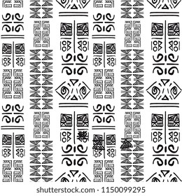 Trendy hand drawn Boho Navajo pattern with Aztec drawing frames. Tribal design for print and fashion textile.