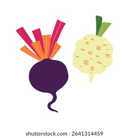 Trendy Hand Drawn celery vegetable Illustration isolated on white background. Modern Abstract Mediterranean Aesthetic. Vector Art for Home Decor, Dining Spaces