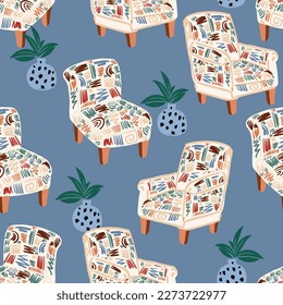 Trendy Hand drawn Cozy Home Decoration seamless pattern illustration vector ,Design for fashion , fabric, textile, wallpaper, cover, web , wrapping and all prints 