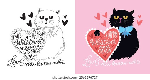 Trendy hand drawn doodle lettering quote about love and Valentine's day. Lettering for t-shirt design, mug print, bag print, clothes fashion. 100% hand drawn vector image.