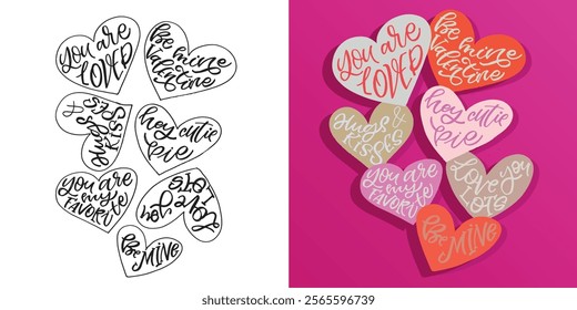 Trendy hand drawn doodle lettering quote about love and Valentine's day. Lettering for t-shirt design, mug print, bag print, clothes fashion. 100% hand drawn vector image.