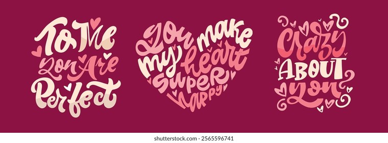 Trendy hand drawn doodle lettering quote about love and Valentine's day. Lettering for t-shirt design, mug print, bag print, clothes fashion. 100% hand drawn vector image.