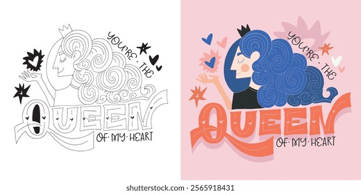 Trendy hand drawn doodle lettering quote about love and Valentine's day. Lettering for t-shirt design, mug print, bag print, clothes fashion. 100% hand drawn vector image.