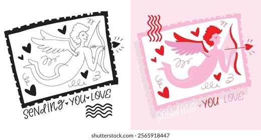 Trendy hand drawn doodle lettering quote about love and Valentine's day. Lettering for t-shirt design, mug print, bag print, clothes fashion. 100% hand drawn vector image.