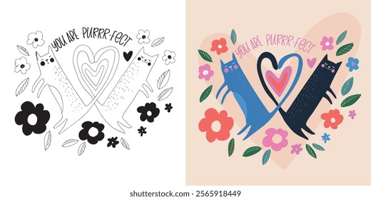 Trendy hand drawn doodle lettering quote about love and Valentine's day. Lettering for t-shirt design, mug print, bag print, clothes fashion. 100% hand drawn vector image.