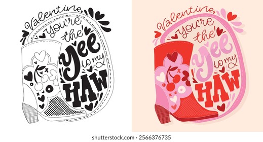 Trendy hand drawn doodle lettering quote about love and Valentine's day. Lettering for t-shirt design, mug print, bag print, clothes fashion. 100% hand drawn vector image.