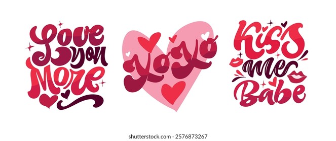 Trendy hand drawn doodle lettering quote about love and Valentine's day. Lettering for t-shirt design, mug print, bag print, clothes fashion. 100% hand drawn vector image.