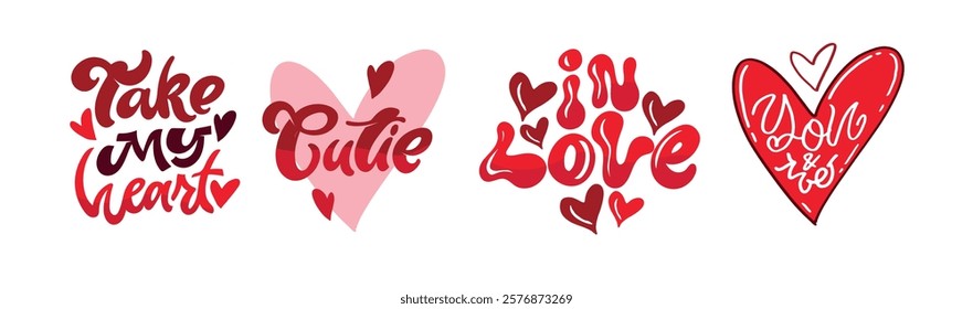 Trendy hand drawn doodle lettering quote about love and Valentine's day. Lettering for t-shirt design, mug print, bag print, clothes fashion. 100% hand drawn vector image.