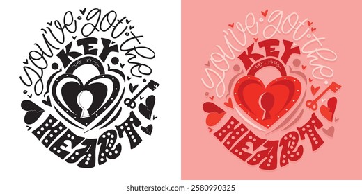 Trendy hand drawn doodle lettering quote about love and Valentine's day. Lettering for t-shirt design, mug print, bag print, clothes fashion. 100% hand drawn vector image.