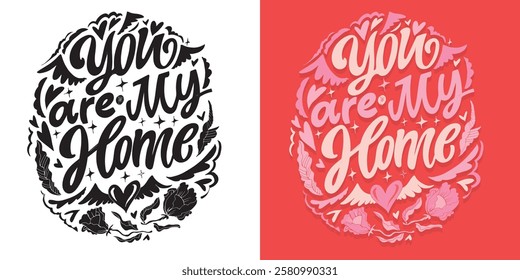 Trendy hand drawn doodle lettering quote about love and Valentine's day. Lettering for t-shirt design, mug print, bag print, clothes fashion. 100% hand drawn vector image.