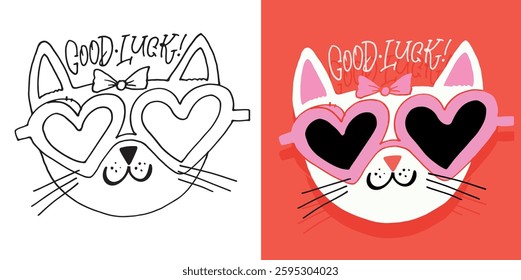 Trendy hand drawn doodle lettering quote about cat and coffee. Lettering for t-shirt design, mug print, bag print, clothes fashion. 100% hand drawn vector image.