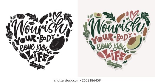 Trendy hand drawn doodle lettering quote about healthy food. Lettering for t-shirt design, mug print, bag print, clothes fashion. 100% hand drawn vector image.
