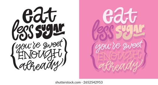 Trendy hand drawn doodle lettering quote about sport and healthy food. Lettering for t-shirt design, mug print, bag print, clothes fashion. 100% hand drawn vector image.
