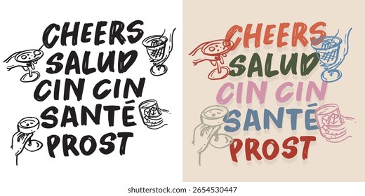 Trendy hand drawn doodle lettering quote about cocktail. Lettering for t-shirt design, mug print, bag print, clothes fashion. 100% hand drawn vector image.