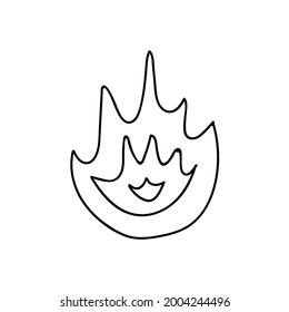 Trendy hand drawn fire (symbol of deadline) in doodle style. Business icon about time on project, deadlines, dates, achievement tasks on right time. Vector illustration isolated on the background