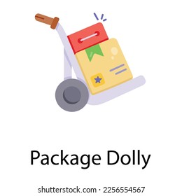 Trendy hand drawn flat icon of package dolly 