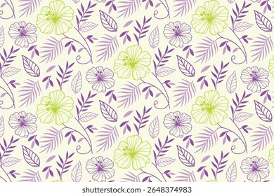 moda mão desenhado padrão floral com acentos de folha sem costura e composição moderna para o design de tecido e material de embalagem

