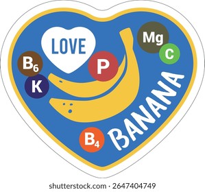 Na moda mão desenhou etiqueta de fruta com banana. Rótulo da etiqueta de fruta orgânica. Adesivo de papel descascado para embalagem. Ilustração de vetor isolada em plano de fundo transparente.  