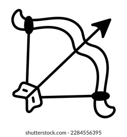 Trendy hand drawn icon of an archery bow 
