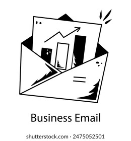 Trendy hand drawn icon of business email 