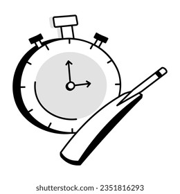 Trendy hand drawn icon of cricket equipment
