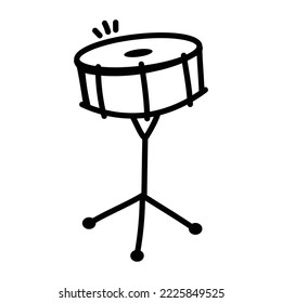 A trendy hand drawn icon of drum 