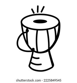 A trendy hand drawn icon of drum 