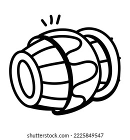 A trendy hand drawn icon of drum 