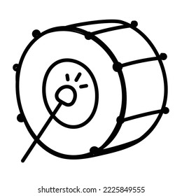 A trendy hand drawn icon of drum 