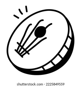 A trendy hand drawn icon of drum 