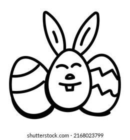 Trendy hand drawn icon of painted eggs

