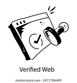 Trendy hand drawn icon of verified web 